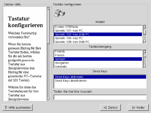 Tastaturauswahl